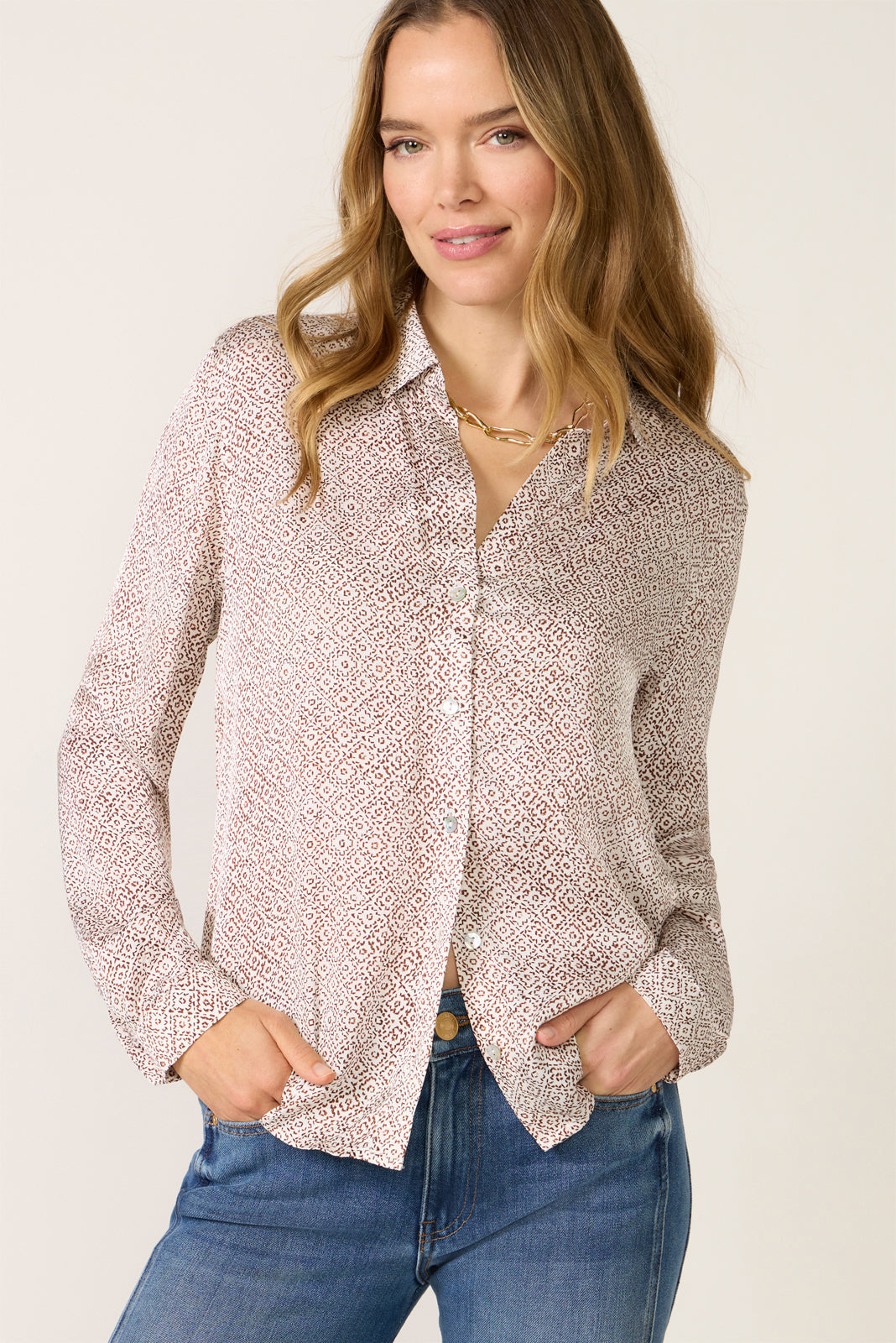 Satin Button Down Shirt