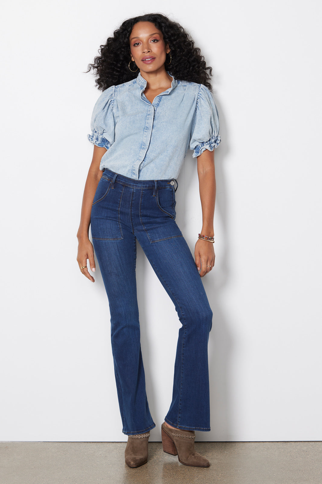 Pleated Puff Sleeve Top