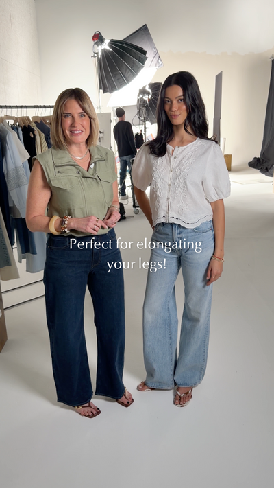 Video of women wearing EVEREVE jeans. 