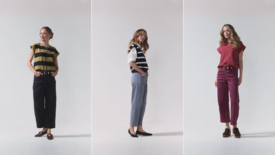 Video of several women wearing a sutton sweatshirt and marni pants